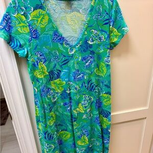 Lilly Pulitzer Blue and Green Raglan Sleeve Sundress